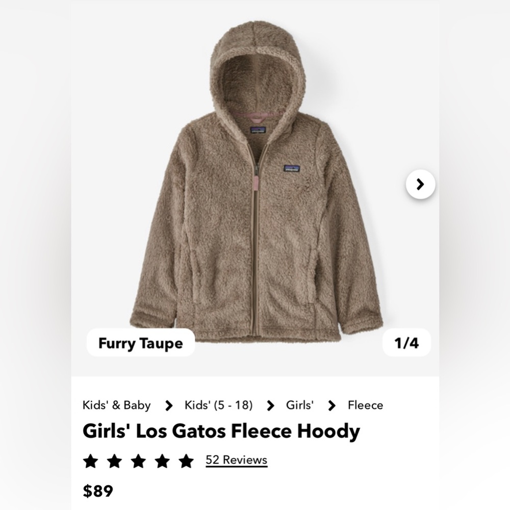 Patagonia Sherpa Fleece Zip-Up Girls’ XL (14-16)